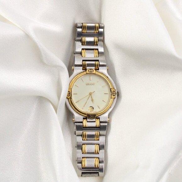 Pre-Loved Vintage Gucci 9000M 25mm Silver & Gold-Tone Wristwatch Quartz Movement - Picture 1 of 9